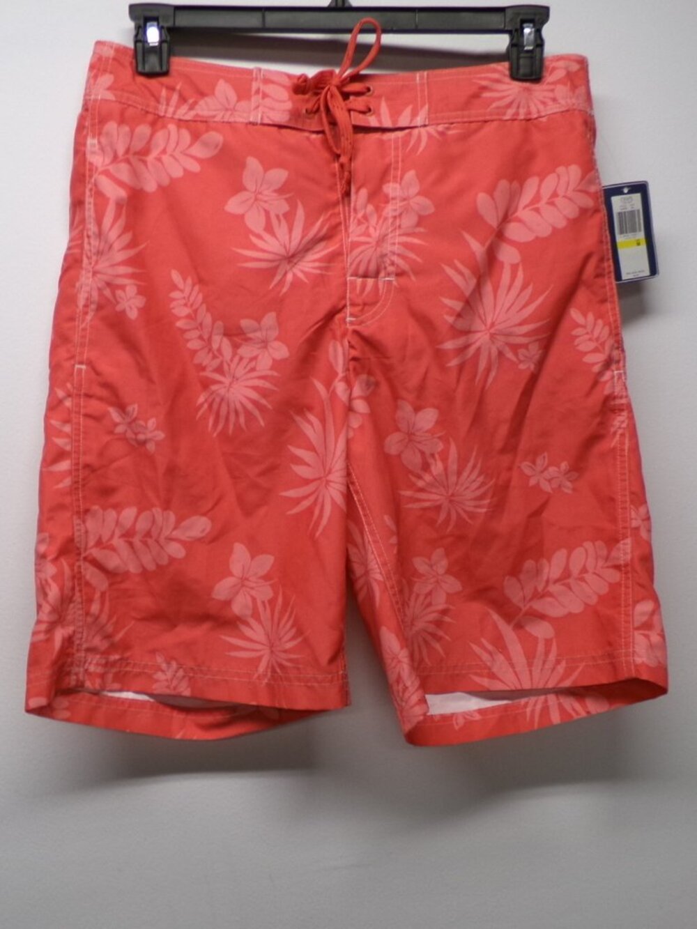 NWT Chaps Ralph Lauren Melon Coral Tropical Floral Swim Trunks Shorts sz M $45